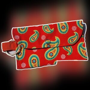 Red Paisley Print Clutch